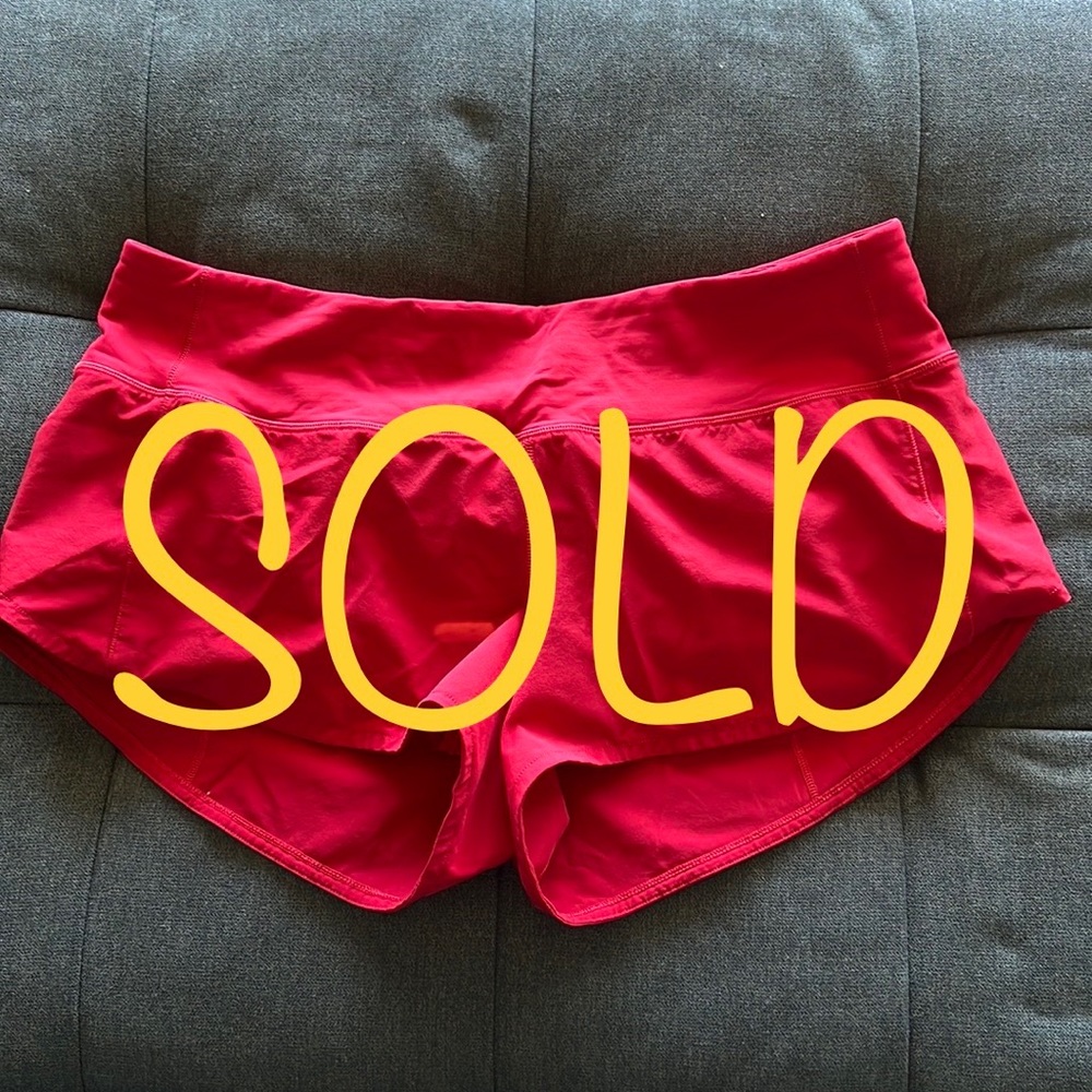 Lululemon Speed Up Shorts, Red, Size 8